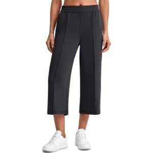 imageG4Free Smoofit Modal Soft Womens Wide Leg Capri Pants High Waist Casual Lounge Cropped Sweatpants with PocketsBlack