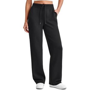imageG4Free Smoofit Women Modal Soft Wide Leg Sweatpants Drawstring Casual Lounge Dress Pants with Pockets ShortPetiteRegularBlack