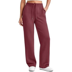 imageG4Free Smoofit Women Modal Soft Wide Leg Sweatpants Drawstring Casual Lounge Dress Pants with Pockets ShortPetiteRegularDark Burgundy