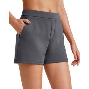 imageG4Free Womens 4 Athletic Shorts Elastic High Waisted Workout Running Shorts Summer Casual Shorts with PocketsDeep Grey