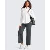 imageG4Free Barefeel Wide Leg Yoga Pants for Women High Waist Soft Comfy Ankle Length Casual Pants with Pockets 25quot27quot29quotDark Gray