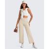 imageG4Free Barefeel Wide Leg Yoga Pants for Women High Waist Soft Comfy Ankle Length Casual Pants with Pockets 25quot27quot29quotLight Khaki