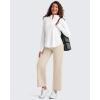 imageG4Free Barefeel Wide Leg Yoga Pants for Women High Waist Soft Comfy Ankle Length Casual Pants with Pockets 25quot27quot29quotLight Khaki