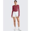 imageG4Free UPF 50 Rash Guard for Women Long Sleeve Workout Tops Lightweight Crop Length Sun Shirts UV Protection Athletic HikingBurgundy