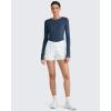 imageG4Free UPF 50 Rash Guard for Women Long Sleeve Workout Tops Lightweight Crop Length Sun Shirts UV Protection Athletic HikingNavy