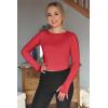 imageG4Free UPF 50 Rash Guard for Women Long Sleeve Workout Tops Lightweight Crop Length Sun Shirts UV Protection Athletic HikingRed