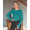 imageG4Free UPF 50 Rash Guard for Women Long Sleeve Workout Tops Lightweight Crop Length Sun Shirts UV Protection Athletic HikingTeal
