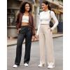 imageG4Free Wide Leg Pants for Women High Waisted Yoga Pants with Pockets Stretch Casual Lounge PantsBlack