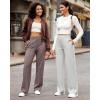 imageG4Free Wide Leg Pants for Women High Waisted Yoga Pants with Pockets Stretch Casual Lounge PantsLight Gray