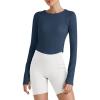 imageG4Free UPF 50 Rash Guard for Women Long Sleeve Workout Tops Lightweight Crop Length Sun Shirts UV Protection Athletic HikingNavy