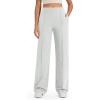 imageG4Free Wide Leg Pants for Women High Waisted Yoga Pants with Pockets Stretch Casual Lounge PantsLight Gray