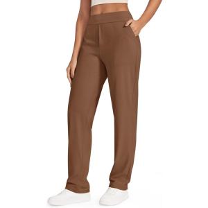 imageG4Free ShiftReady Yoga Pants Women High Waist Dress Work Pants with Pockets Straight Leg Business Casual Trousers 28quot30quot32quotDark Coffee