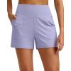 imageG4Free Comfy Ribbed Womens Shorts Dressy Casual High Waisted Athletic Lounge Trouser Shorts with Side PocketsLavender