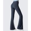 imageG4Free Ribbed Flare Yoga Pants with Pockets for Women High Waisted Bootcut Workout Leggings CasualDark Navy