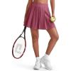 imageG4Free Wide Pleated Women Tennis Skirts High Waisted Golf Skorts Lightweight Casual Cute Athletic Builtin Shorts PocketsWine