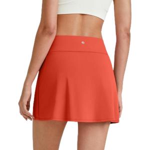 imageG4Free Barefeel 15quot Tennis Skirts for Women High Waisted A Line Casual Athletic Golf Skorts Inner Shorts with 2 PocketsRust Orange