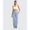 imageG4Free Breathable Ribbed Women Casual Wide Leg Pants with Pockets Lightweight High Waist Yoga Pants PetiteRegularTallBlue Willow
