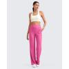 imageG4Free Breathable Ribbed Women Casual Wide Leg Pants with Pockets Lightweight High Waist Yoga Pants PetiteRegularTallHot Pink