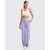 imageG4Free Breathable Ribbed Women Casual Wide Leg Pants with Pockets Lightweight High Waist Yoga Pants PetiteRegularTallLavender