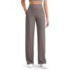 imageG4Free Breathable Ribbed Women Casual Wide Leg Pants with Pockets Lightweight High Waist Yoga Pants PetiteRegularTallTaupe