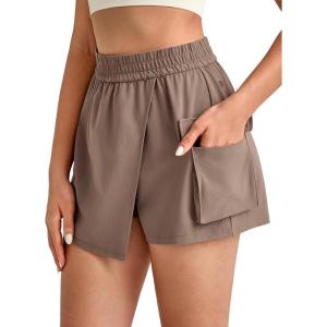 imageG4Free Hiking Shorts for Women with Cargo Pockets Wrap Skirts Wide Leg Tennis Skorts for Travel Dressy CasualCocoa Beige