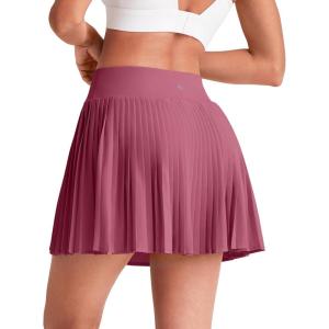 imageG4Free Pleated Tennis Skirts for Women Wrapped Front Golf Skorts A Line Flowy Soft Athletic with Inner Shorts PocketsDark Burgundy