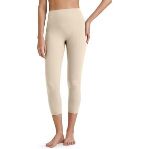 imageG4Free BareFeel Yoga Pants for Women Seamless Waistband Yoga Leggings Workout Biker Leggings with Pockets 25quot 27quot 29quotLight Khakiseamless