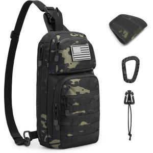 imageG4Free 10L Tactical EDC Sling Bag Backpack Military Molle Chest Shoulder Assault Pack for Concealed CarryBlackBlack Cp