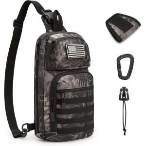 imageG4Free 10L Tactical EDC Sling Bag Backpack Military Molle Chest Shoulder Assault Pack for Concealed CarryBlackPythons Grain Black