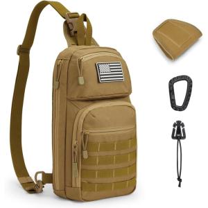 imageG4Free 10L Tactical EDC Sling Bag Backpack Military Molle Chest Shoulder Assault Pack for Concealed CarryBlackTan