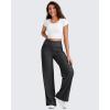imageG4Free Breathable Ribbed Wide Leg Pants Women Casual Lightweight High Waist Yoga Pants with Pockets PetiteRegularTallBlack