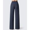 imageG4Free Breathable Ribbed Wide Leg Yoga Pants Women High Waist Lightweight Casual Trousers with PocketsDark Blue