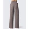 imageG4Free Breathable Ribbed Wide Leg Yoga Pants Women High Waist Lightweight Casual Trousers with PocketsTaupe