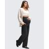 imageG4Free BareFeel Maternity Dress Yoga Pants with Pockets Over The Belly Stretchy Work Slack Pregnancy Wide Leg Casual TrousersBlack