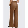imageG4Free BareFeel Maternity Dress Yoga Pants with Pockets Over The Belly Stretchy Work Slack Pregnancy Wide Leg Casual TrousersDark Coffee
