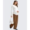 imageG4Free BareFeel Maternity Dress Yoga Pants with Pockets Over The Belly Stretchy Work Slack Pregnancy Wide Leg Casual TrousersDark Coffee