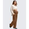 imageG4Free BareFeel Maternity Dress Yoga Pants with Pockets Over The Belly Stretchy Work Slack Pregnancy Wide Leg Casual TrousersDark Coffee