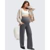 imageG4Free BareFeel Maternity Dress Yoga Pants with Pockets Over The Belly Stretchy Work Slack Pregnancy Wide Leg Casual TrousersDark Gray