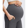 imageG4Free BareFeel Maternity Dress Yoga Pants with Pockets Over The Belly Stretchy Work Slack Pregnancy Wide Leg Casual TrousersDark Gray