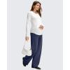 imageG4Free BareFeel Maternity Dress Yoga Pants with Pockets Over The Belly Stretchy Work Slack Pregnancy Wide Leg Casual TrousersRoyal Blue