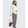 imageG4Free BareFeel Maternity Dress Yoga Pants with Pockets Over The Belly Stretchy Work Slack Pregnancy Wide Leg Casual TrousersTaupe