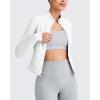 imageG4Free Workout Jackets for Woman BareFeel Cropped Zip Up Athletic Running Jacket Slim Fit Yoga Tops with Thumb HolesWhite