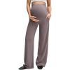 imageG4Free BareFeel Maternity Dress Yoga Pants with Pockets Over The Belly Stretchy Work Slack Pregnancy Wide Leg Casual TrousersTaupe