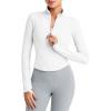 imageG4Free Workout Jackets for Woman BareFeel Cropped Zip Up Athletic Running Jacket Slim Fit Yoga Tops with Thumb HolesWhite