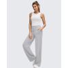 imageG4Free BareFeel High Stretch Wide Leg Pants for Women Soft Comfy Casual Yoga Pants with Pockets PetiteRegularTallChrim Gray