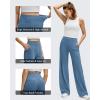 imageG4Free BareFeel High Stretch Wide Leg Pants for Women Soft Comfy Casual Yoga Pants with Pockets PetiteRegularTallGray Blue