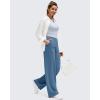 imageG4Free BareFeel High Stretch Wide Leg Pants for Women Soft Comfy Casual Yoga Pants with Pockets PetiteRegularTallGray Blue