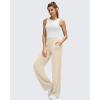 imageG4Free BareFeel High Stretch Wide Leg Pants for Women Soft Comfy Casual Yoga Pants with Pockets PetiteRegularTallLight Khaki