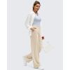 imageG4Free BareFeel High Stretch Wide Leg Pants for Women Soft Comfy Casual Yoga Pants with Pockets PetiteRegularTallLight Khaki