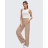 imageG4Free BareFeel High Stretch Wide Leg Pants for Women Soft Comfy Casual Yoga Pants with Pockets PetiteRegularTallToffee